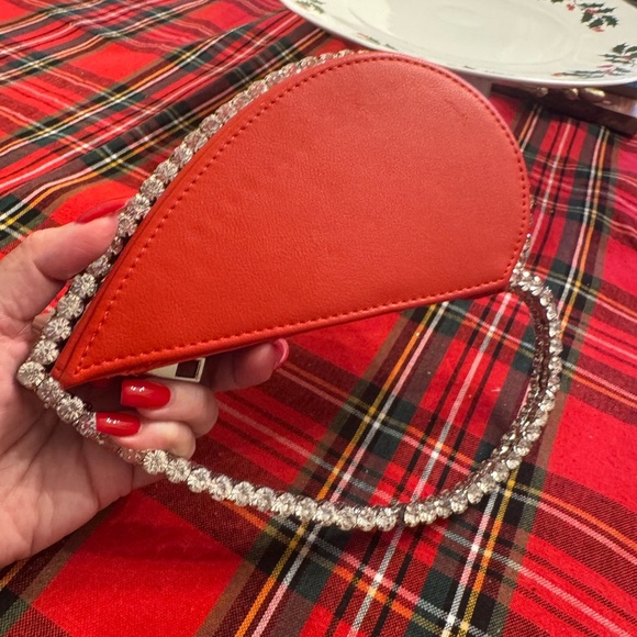 Heart-Shaped Bag with Rhinestone Handle - Picture 5 of 9